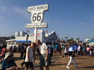 At the end of Route 66 on the Santa Monica Pier, showing early signs of Route 66 Blur